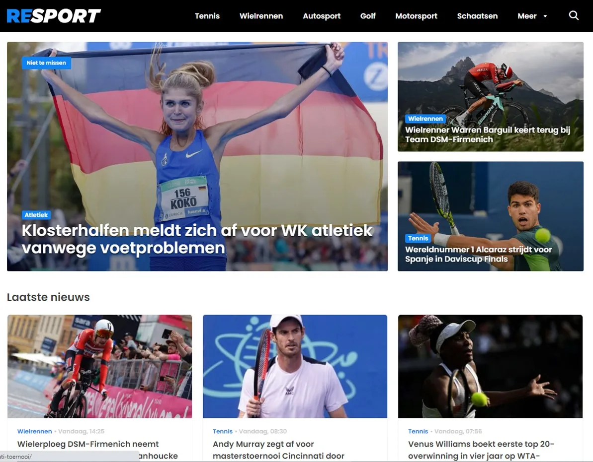 Mediahuis lanceert sportsite Resport.nl door toepassing kunstmatige intelligentie